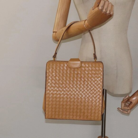 BOTTEGA VENETA INTRECCIATO Hand Bag Leather Beige Auth - Picture 1 of 16